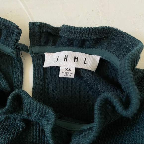 THML It's All You Teal Blue Embroidered Blouse Size XS - Picture 5 of 9